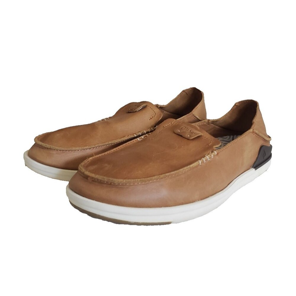 OLUKAI  Kakaha Convertible Leather Slip-On Loafers Fox Tan Men's Size 10